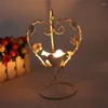 Titulares de vela Titular vintage Iron Heart Heart Bird Decorative Table Piece Central Treatight Stands For Lovers Gifts