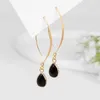 Boucles d'oreilles en peluche à la mode Naturel Stone Drop Brootte d'oreille Labradourite Quartz Hook Ear Oret Women Jewelry