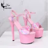 Womens summer shoes with high heels sexy 17CM/7-inch platform sandals pole dance fetishism sexual strippers luxurious laser colors 240426