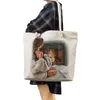 Sacs de soirée Sac de plage de voyage épaisse épaule épaule à haute capacité femme Eco Eco réutilisable Carton de dessin animé Coffee Girl Print sacs à main féminin