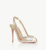 Summer Bridal Designer famoso marchi tentati Sandali sandali Donne da stiletto tacchi cristalli abbellimento in pelle in pelle Lady gladiatore sandalias Elegante passeggiata