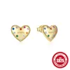 Brincos do garanhão 925 Sterling Silver Heart Heart Colorful Zircon Mãe Presente de Brincho de Mulheres Destas Generosas Jóias Finas Jóias