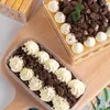 Coppe usa e getta cannucce 10pcs di alta qualità Tiramisu confezione da imballaggio trasparente Milco di soia Mousse Melaleuca Cake Small Square