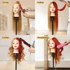 Mannequin Heads Professionelle Friseure Manikin Kopf 18 Zoll 100% Human Hair Styling Training Kosmetikpuppenklammerhalterung Q240510