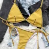 Roupa de banho feminina Amarelo Micro Bikini String Strappy Strappy Design Trend Design Mulheres de traje de praia Bikinis Sets Roupfits