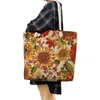 أكياس مسائية نبات الأزهار الرسومية على الشاطئ حمل أنثى عالية السعة قابلة للطي حقيبة تسوق Eco قابلة لإعادة الاستخدام عباد الشمس طباعة حقيبة يد
