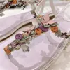 Casual Shoes Bohemian T-shirt Sandals Floral Flat Heels Summer Beach Sweet Girls Beaded Luxurious Ladies