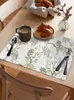 Tischmatten Pflanzen Textur Obst grünes Küchengeschirr Tasse Flaschen -Tischemat Kaffeebads 4/6pcs Desktop