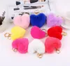 Ny Heart Ball Pom Pom KeyChain Fluffy Faux Rabbit Fur Pompom Key Chains Women Bag Pendant Smycken Key Chains Key Buckle T2C51964580266