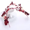 Clips de cheveux Couleur rouge Crystal Flower Bandband Hairband