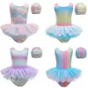 Sydostasiatisk stil ett stycke badkläder för barn flickor söt prinsessa balett tutu baddräkt med glitter lilla flickor strand barn 240511