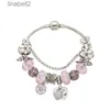 Pink Sakura Love Heart Ciondolo Bracciale fascino per Pandorade 925 Silver 3mm Charm Charm Bracelet per donne con T2ZE originale