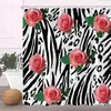 Tende per doccia leopardo tenda floreale simpatica rosa blu rosa floreale mix di animali selvatici sfondo decorazioni del bagno creativo