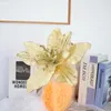 装飾的な花1PCSクリスマスツリーフラワーアレンジスパンコールとロッドDIYシミュレーションデコレーションリースアクセサリー
