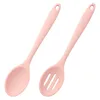 Spoons 2pcs Silicone Spoon Dinnerware Set Integrated Soup Salad High Temperature Resistant Kitchen Cooking Utensils