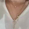 Desginer Tiffanyjewelry Bracelet Tijias Nieuwe Key Series Woven Knoop Key Necklace Dames Kleine formaat Set met roze diamant Rose Gold Lock Bone Chain