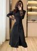 Robes décontractées 2024 Black Elegant Luxury Party Vestidos Automne Hiver Korean Vintage Hepburn Vêtements de bal Fomes Fashion Bodycon Robe Night