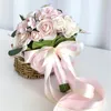 Fleurs décoratives Bouquet de mariage de mariée Bouquet artificiel en soie mariée Fleur de demoiselle d'honneur pour proposer des bouquets à main tenant du décor