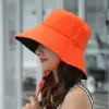 새로운 버킷 모자 봄 봄 여름 넓은 뇌하운 선 바이저 모자 여성 파나마 캡 2 쪽 착용 접이식 휴대용 야외 버킷 캡