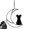 Decorative Figurines Stained Glass Dog On Moon Creative Memorial Sun Catcher Ornament Outdoor Garden Decoration Hanging Pendants Remembrance