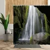 Shower Curtains 3D Waterfall Scenery Bathroom Curtain Forest Trees Stone Lake Landscape Home Bath Decors Hanging For Living Room