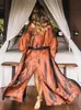 Strand Kimono Cover Ups for Swimwear Women Coffee Tie Dye Wrap Jurken Boheemian Pareo Summer Holiday Bathing Suits 240426