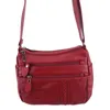 Bag Fashion Women Pu Soft Leather Shoulder Multi-layer Crossbody Quality Small Brand Red Handbag Purse
