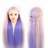 Mannequin Heads Beetroot Cheveux à haute température Fiber optique Blonde Girl Training Headstyle Practice Makeup Headwig Q240510