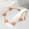 Collier de créateur Vanca Luxury Gold Chain Butterfly Bracelet Feme Design Bracelet Fashion Bijoux Simple and Volyled