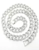 14K blanc massif fin fini finition glacée à la chaîne miami cubaine liaison micro pave laboratoire collier diamant long 30 pouces 15 mm de large8863871