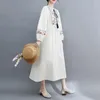 Robes décontractées broderie de style chinois en lin en coton féminin trois quarts de mode d'été femmes vintage vaches volutières ycmyunyan