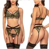 Lingerie amusante, ensemble de lingerie en dentelle en dentelle à lacet brodé pour femmes sexy