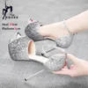 14cm Lady Bling Sandalet 4cm Platform Seksi Peep Toe Süper Yüksek Topuklu Gradyan Renkli Yaz Kadınlar Stilettos Altın Kutup Dans Ayakkabı 240429