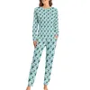 Lignes de nuit pour femmes libellule imprimé pyjamas Animal mignon Animal en deux pièces Pyjama Set Femelle à manches longues Kawaii Nights Oversadiaste