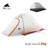 Tält och skyddsrum 3F UL Gear Säsong 3-4 15D Vattentät tält 5000mm 2-person Ultra Light Double Layer Outdoor Travel Camping With Free Matsq240511