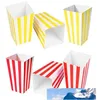 60pcSlot Popcorn Boxes полосатые бумажные фильмы Popcorn Boxes Good Bags Cardboard Candy Container Желтый и красный 2459624