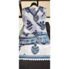 Abbigliamento etnico salwar kameez womens cotone blu pantaloni kurti stampato dupatta tradizionale vestito indiano2405