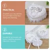 Jewelry Pouches Ring Box Holder Barrier Pillow Lace Heart Shape Plastic Bearer For Ceremony