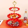 Assiettes à 3 niveaux Plaque de fruit Cupcake Stand Solder Desserts Snack Candy Buffet Tower pour le plateau de dessert de gâteau de fête de mariage