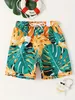 Kindercartoon Kokosboom Tropisch plantpatroon Zwembroek voor jongens Elastische taille Strand Shimwear Summer Boy Shorts 240510