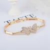 Bijoux ipmin Bracelet de papillon à plaque à or d'or en cristal populaire pour femmes