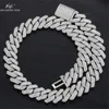 S925 Silber hohe Qualität 20mm Diamant Cuban Chain Hip Hop Halskette Armbandmarket mit drei Reihen Moissanitsteins