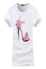 Femmes High Heel Chaussures imprimées Tshirts Fashion Migne Tees Femme Summer Summer à manches Oneck Tops7610662