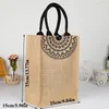 Abendtaschen Vintage Sackleinen Handtasche Multifunktion tragbarer Strand wiederverwendbare Jute Shopping Frauen große Kapazitätsschulterbeutel