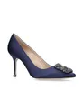 Designer Designer Sandalo Brand Pompe Scarpe Abito Luxuria Sandali Navy 70mm Crystal Buckle Silk Satin Satin Reghi