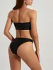 Dames badmode 2024 Solid Color Two -Piece Bikini Tube Top Beach Summer Sexy Swimsuit Bathing Suit