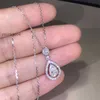 Nieuwe Victoria Sparkling Luxury Jewelry 925 Sterling Silver Rose Gold druppel water Witte topaz PEAZ PEAR CZ Diamond vrouwen Paardenketting ketting