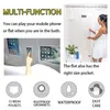 Rideaux de douche rideau de salle de bain support de tablette de téléphone multifonctionnel transparent avec des appareils à écran tactile de poche