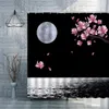 Rideaux de douche rideau de paysage de mer en pleine lune belle nuit de fleur marine étoile étoile de salle de bain baignoire décorative crochets