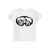 2024 Модная детская футболка для мальчиков Черно белый серо -серой с коротким рукавом детская одежда для рок -принт для мальчика девушки 240510